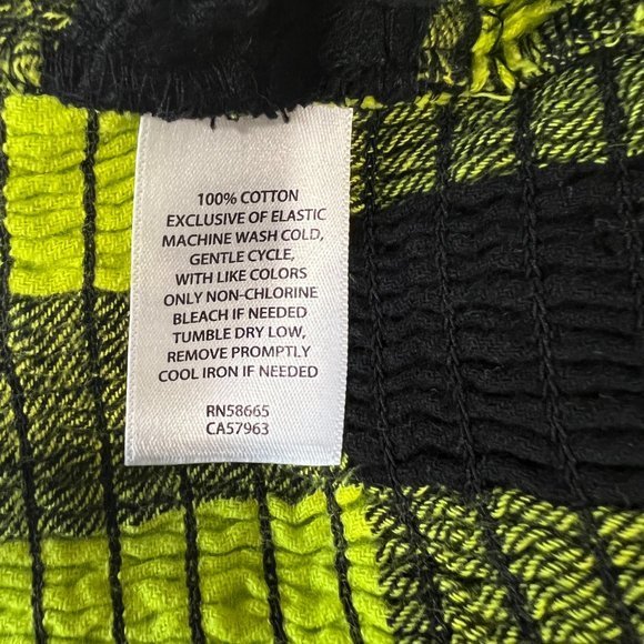 NWOT BP x WILDFANG Black Green Plaid Surplice Top Bubble Sleeve Smocked Back (XS - Picture 7 of 9